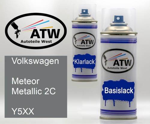 Volkswagen, Meteor Metallic 2C, Y5XX: 400ml Sprühdose + 400ml Klarlack - Set, von ATW Autoteile West.